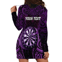 Personalised New Zealand Darts Hoodie Dress Purple Dart Board Maori Pattern LT05 - Polynesian Pride