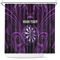 Personalised New Zealand Darts Shower Curtain Purple Dart Board Maori Pattern LT05 Purple - Polynesian Pride
