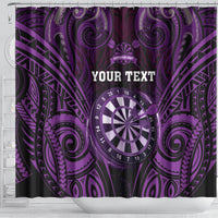 Personalised New Zealand Darts Shower Curtain Purple Dart Board Maori Pattern LT05 - Polynesian Pride