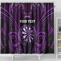 Personalised New Zealand Darts Shower Curtain Purple Dart Board Maori Pattern LT05 - Polynesian Pride