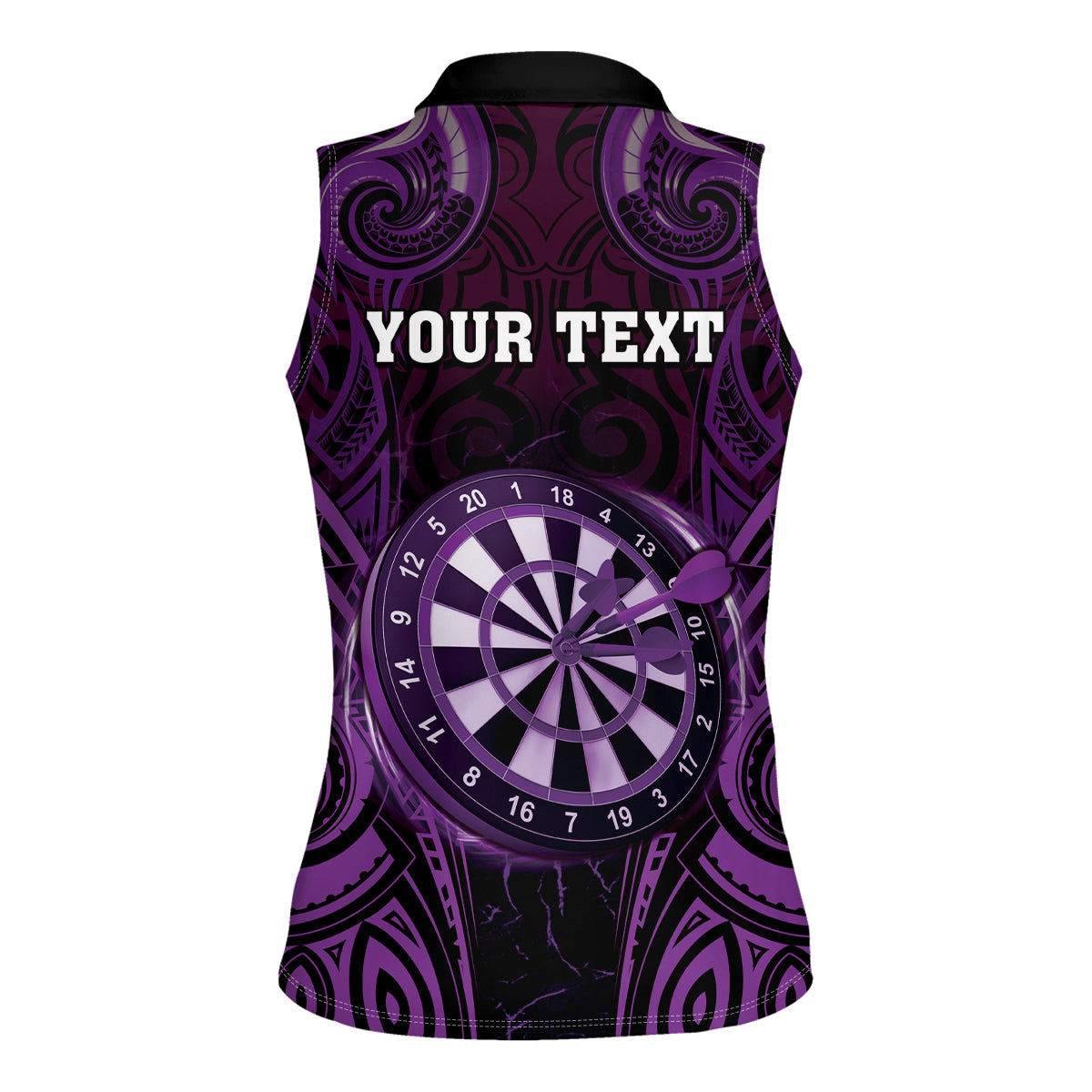 Personalised New Zealand Darts Women Sleeveless Polo Shirt Purple Dart Board Maori Pattern LT05 - Polynesian Pride