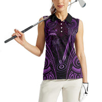 Personalised New Zealand Darts Women Sleeveless Polo Shirt Purple Dart Board Maori Pattern LT05 - Polynesian Pride