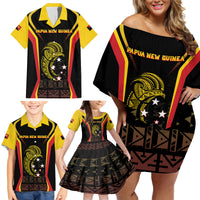 Custom Papua New Guinea Cricket Family Matching Off Shoulder Short Dress and Hawaiian Shirt 2024 World Cup LT05 - Polynesian Pride