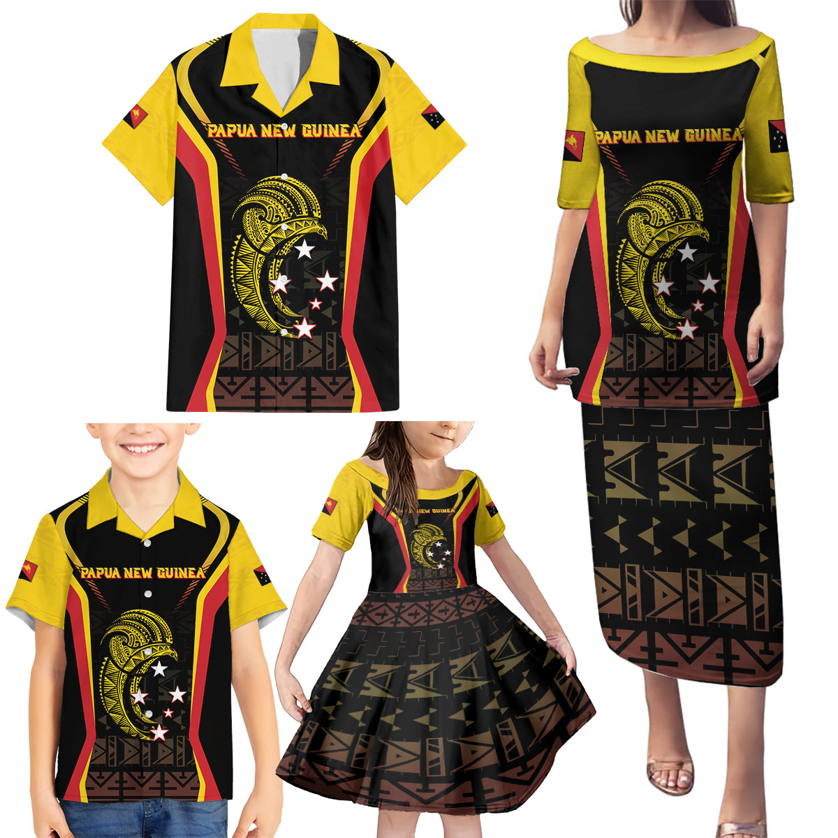 Custom Papua New Guinea Cricket Family Matching Puletasi and Hawaiian Shirt 2024 World Cup LT05 - Polynesian Pride