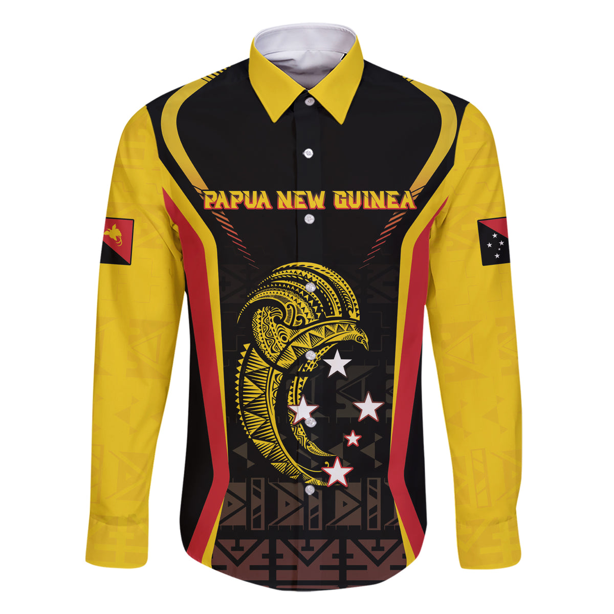 Custom Papua New Guinea Cricket Family Matching Short Sleeve Bodycon Dress and Hawaiian Shirt 2024 World Cup LT05 Dad's Shirt - Long Sleeve Black - Polynesian Pride