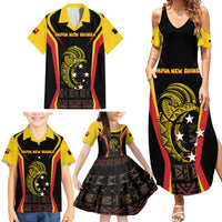 Custom Papua New Guinea Cricket Family Matching Summer Maxi Dress and Hawaiian Shirt 2024 World Cup LT05 - Polynesian Pride