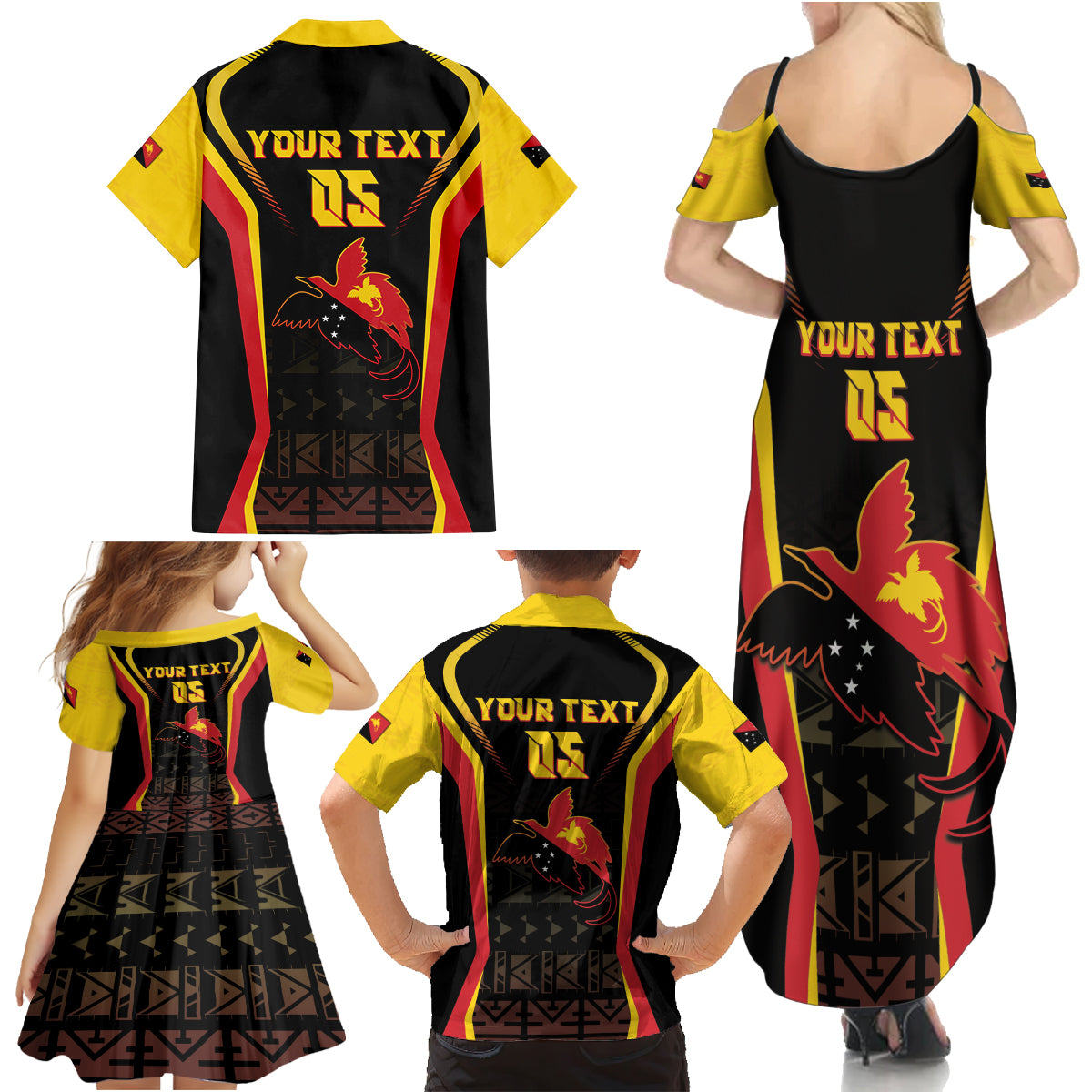 Custom Papua New Guinea Cricket Family Matching Summer Maxi Dress and Hawaiian Shirt 2024 World Cup LT05 - Polynesian Pride