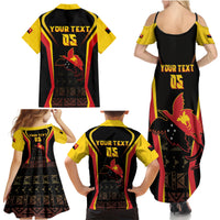 Custom Papua New Guinea Cricket Family Matching Summer Maxi Dress and Hawaiian Shirt 2024 World Cup LT05 - Polynesian Pride
