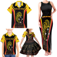 Custom Papua New Guinea Cricket Family Matching Tank Maxi Dress and Hawaiian Shirt 2024 World Cup LT05 - Polynesian Pride