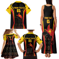 Custom Papua New Guinea Cricket Family Matching Tank Maxi Dress and Hawaiian Shirt 2024 World Cup LT05 - Polynesian Pride