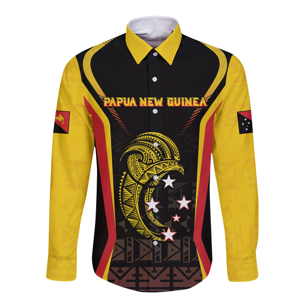 Custom Papua New Guinea Cricket Long Sleeve Button Shirt 2024 World Cup LT05 Unisex Black - Polynesian Pride