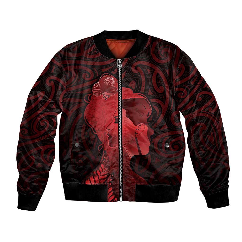 Aotearoa Mana Wahine Bomber Jacket The Spiritual Power Of Women LT05 Unisex Red - Polynesian Pride