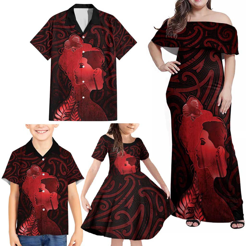 Aotearoa Mana Wahine Family Matching Off Shoulder Maxi Dress and Hawaiian Shirt The Spiritual Power Of Women