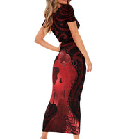 Aotearoa Mana Wahine Family Matching Short Sleeve Bodycon Dress and Hawaiian Shirt The Spiritual Power Of Women LT05 - Polynesian Pride
