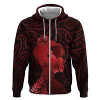 Aotearoa Mana Wahine Hoodie The Spiritual Power Of Women LT05 Zip Hoodie Red - Polynesian Pride