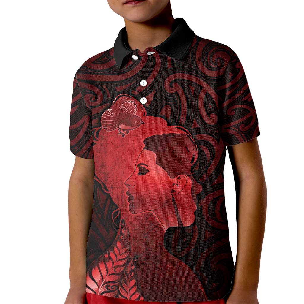 Aotearoa Mana Wahine Kid Polo Shirt The Spiritual Power Of Women LT05 Kid Red - Polynesian Pride