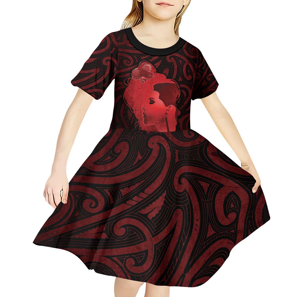 Aotearoa Mana Wahine Kid Short Sleeve Dress The Spiritual Power Of Women LT05 - Polynesian Pride