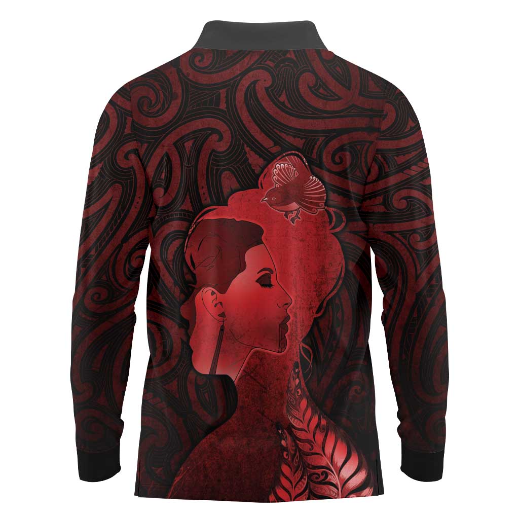 Aotearoa Mana Wahine Long Sleeve Polo Shirt The Spiritual Power Of Women LT05 - Polynesian Pride