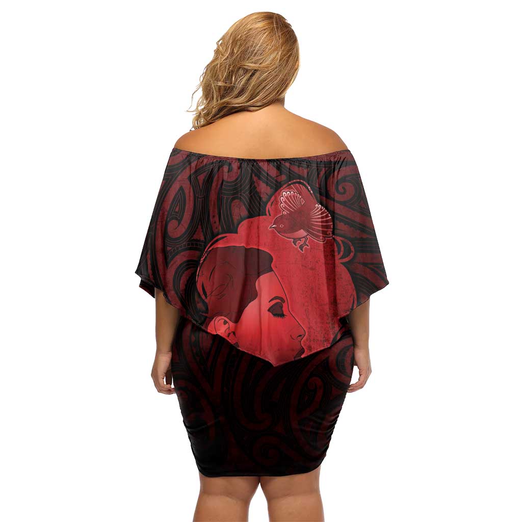Aotearoa Mana Wahine Off Shoulder Short Dress The Spiritual Power Of Women LT05 - Polynesian Pride