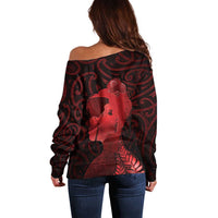 Aotearoa Mana Wahine Off Shoulder Sweater The Spiritual Power Of Women LT05 - Polynesian Pride