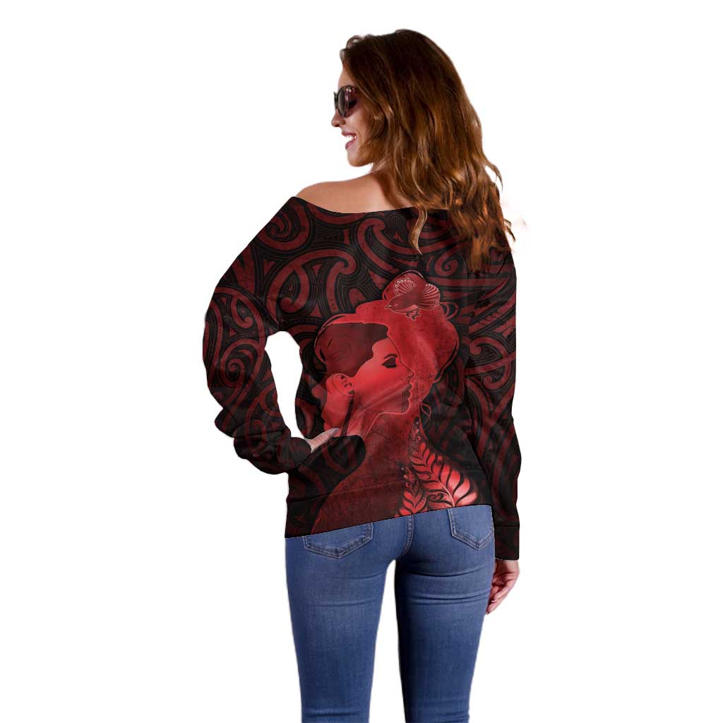 Aotearoa Mana Wahine Off Shoulder Sweater The Spiritual Power Of Women LT05 - Polynesian Pride