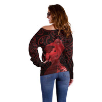 Aotearoa Mana Wahine Off Shoulder Sweater The Spiritual Power Of Women LT05 - Polynesian Pride
