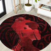 Aotearoa Mana Wahine Round Carpet The Spiritual Power Of Women LT05 Red - Polynesian Pride