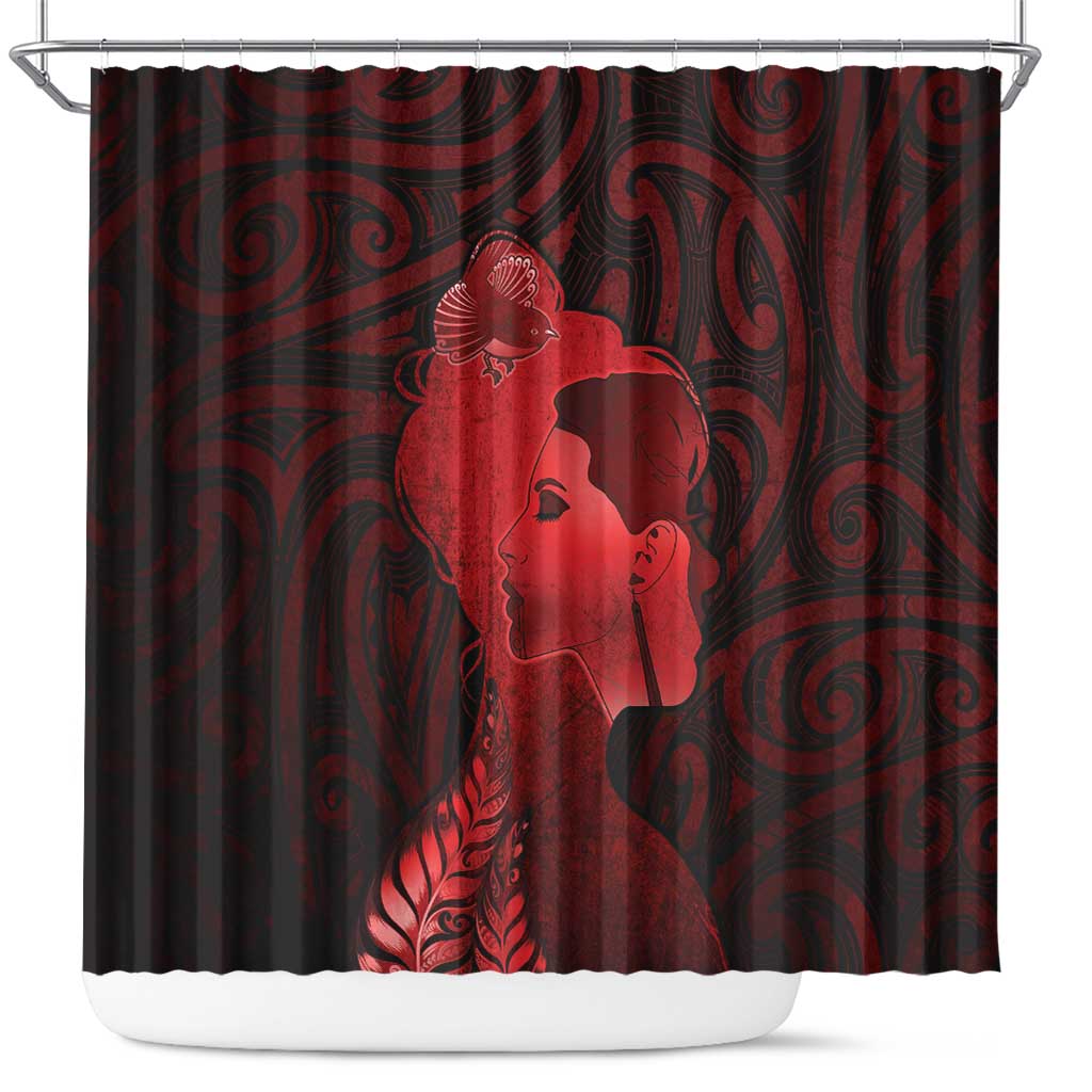Aotearoa Mana Wahine Shower Curtain The Spiritual Power Of Women LT05 Red - Polynesian Pride
