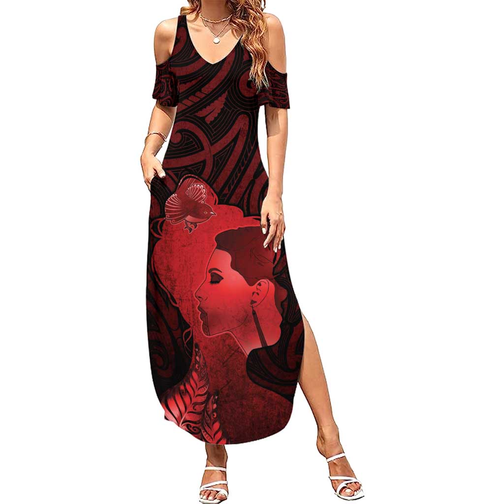 Aotearoa Mana Wahine Summer Maxi Dress The Spiritual Power Of Women LT05 Women Red - Polynesian Pride