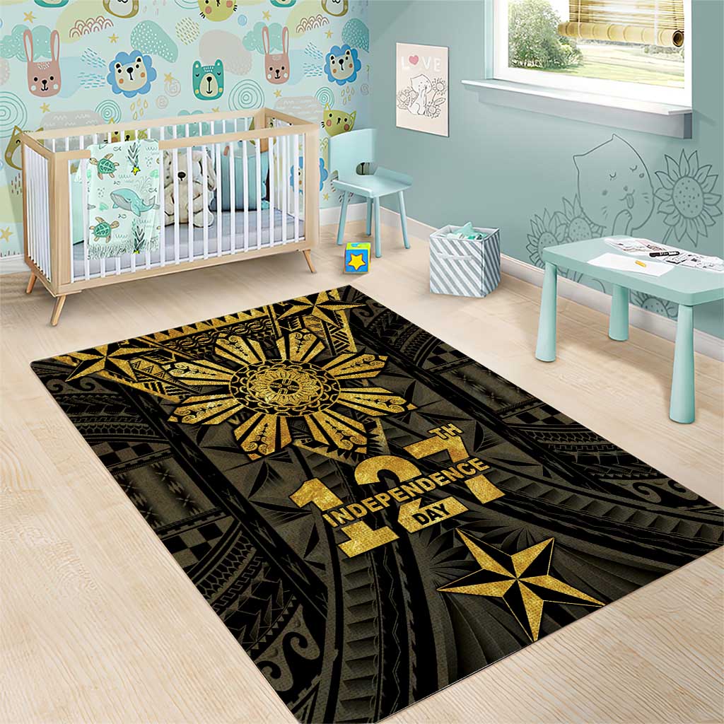 Philippines Independence Day Area Rug Filipinos Sun Star Tribal