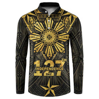Personalised Philippines Independence Day Button Sweatshirt Filipinos Sun Star Tribal LT05 Gold - Polynesian Pride