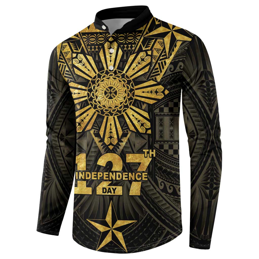 Personalised Philippines Independence Day Button Sweatshirt Filipinos Sun Star Tribal LT05 - Polynesian Pride