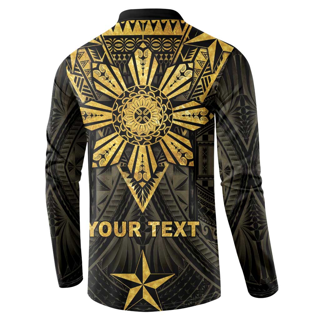 Personalised Philippines Independence Day Button Sweatshirt Filipinos Sun Star Tribal LT05 - Polynesian Pride