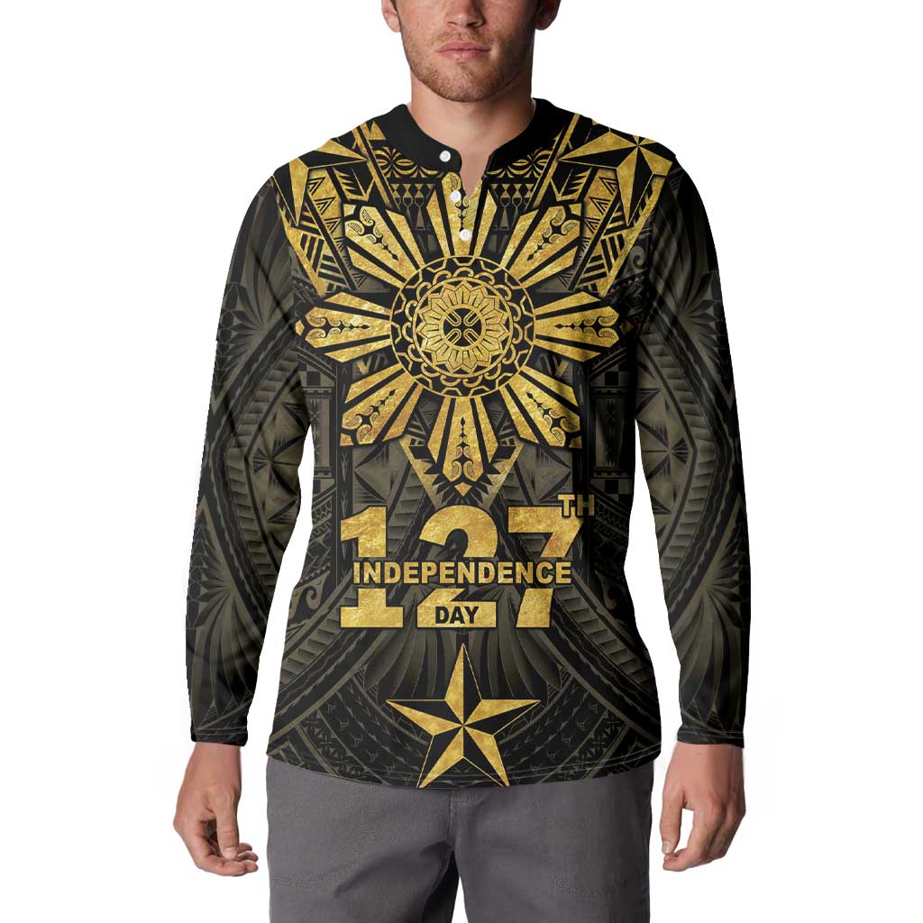 Personalised Philippines Independence Day Button Sweatshirt Filipinos Sun Star Tribal LT05 - Polynesian Pride