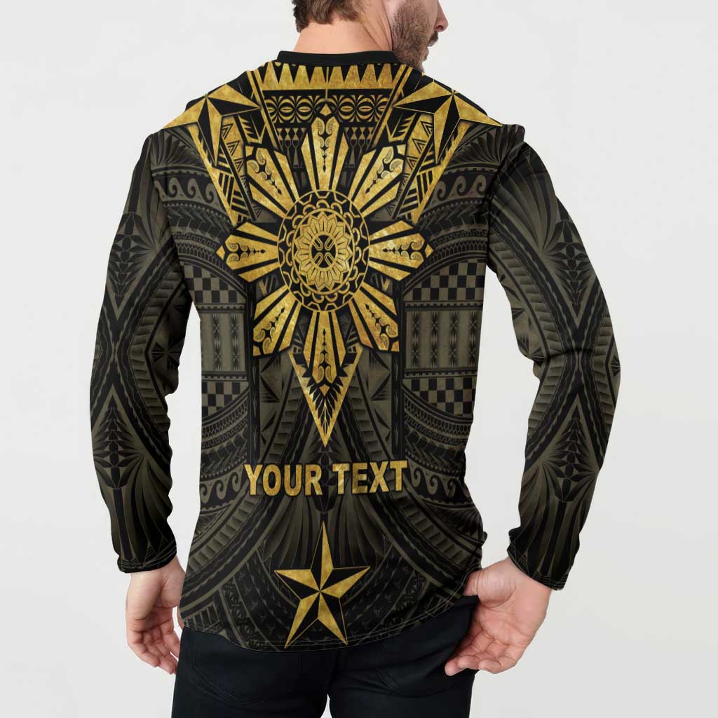 Personalised Philippines Independence Day Button Sweatshirt Filipinos Sun Star Tribal LT05 - Polynesian Pride