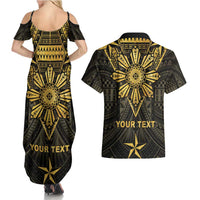 Personalised Philippines Independence Day Couples Matching Summer Maxi Dress and Hawaiian Shirt Filipinos Sun Star Tribal LT05 - Polynesian Pride