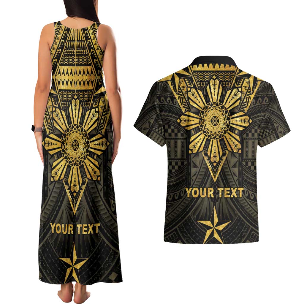 Personalised Philippines Independence Day Couples Matching Tank Maxi Dress and Hawaiian Shirt Filipinos Sun Star Tribal LT05 - Polynesian Pride