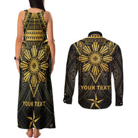 Personalised Philippines Independence Day Couples Matching Tank Maxi Dress and Long Sleeve Button Shirt Filipinos Sun Star Tribal LT05 - Polynesian Pride