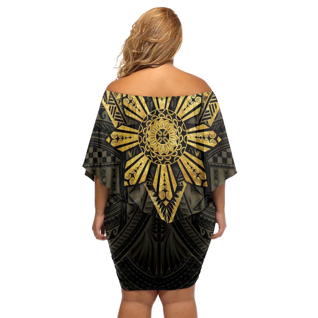 Personalised Philippines Independence Day Family Matching Off Shoulder Short Dress and Hawaiian Shirt Filipinos Sun Star Tribal LT05 - Polynesian Pride