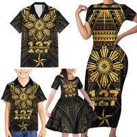 Personalised Philippines Independence Day Family Matching Short Sleeve Bodycon Dress and Hawaiian Shirt Filipinos Sun Star Tribal LT05 - Polynesian Pride