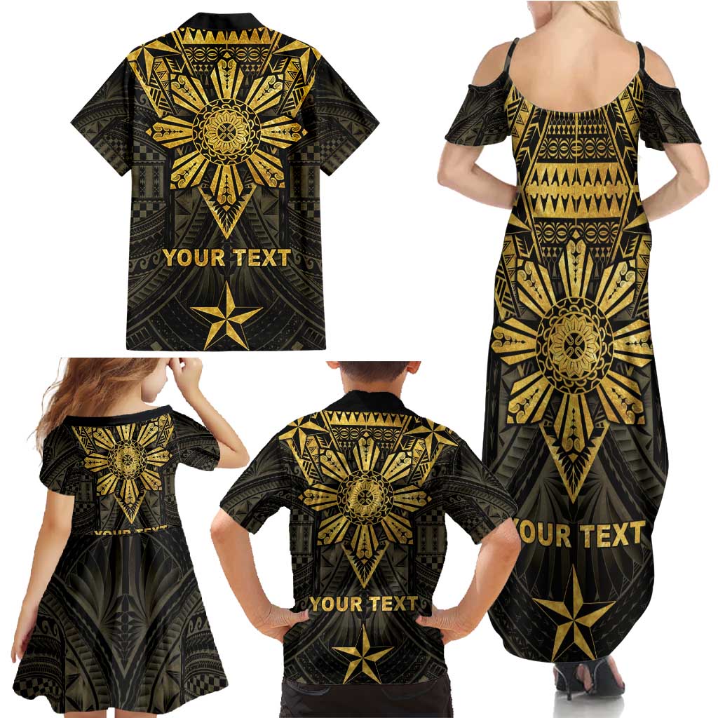 Personalised Philippines Independence Day Family Matching Summer Maxi Dress and Hawaiian Shirt Filipinos Sun Star Tribal LT05 - Polynesian Pride