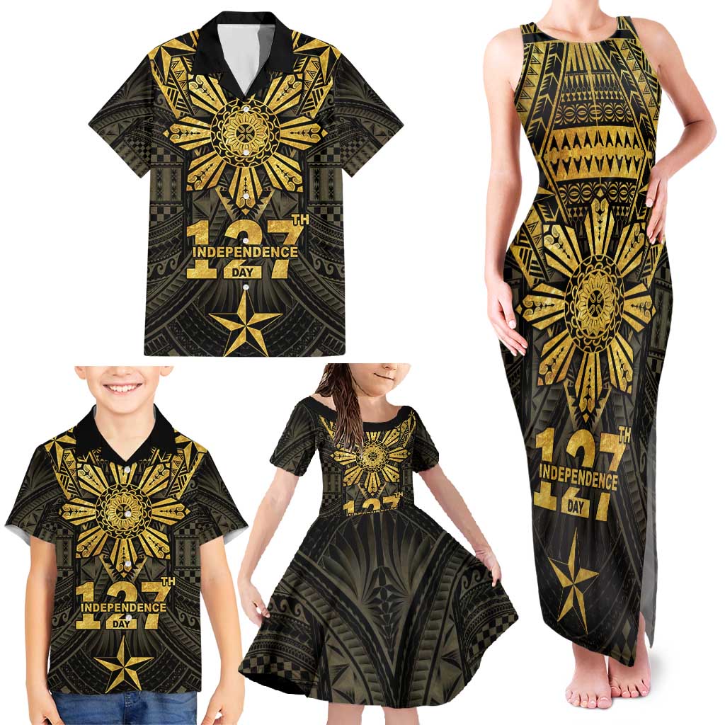Personalised Philippines Independence Day Family Matching Tank Maxi Dress and Hawaiian Shirt Filipinos Sun Star Tribal LT05 - Polynesian Pride