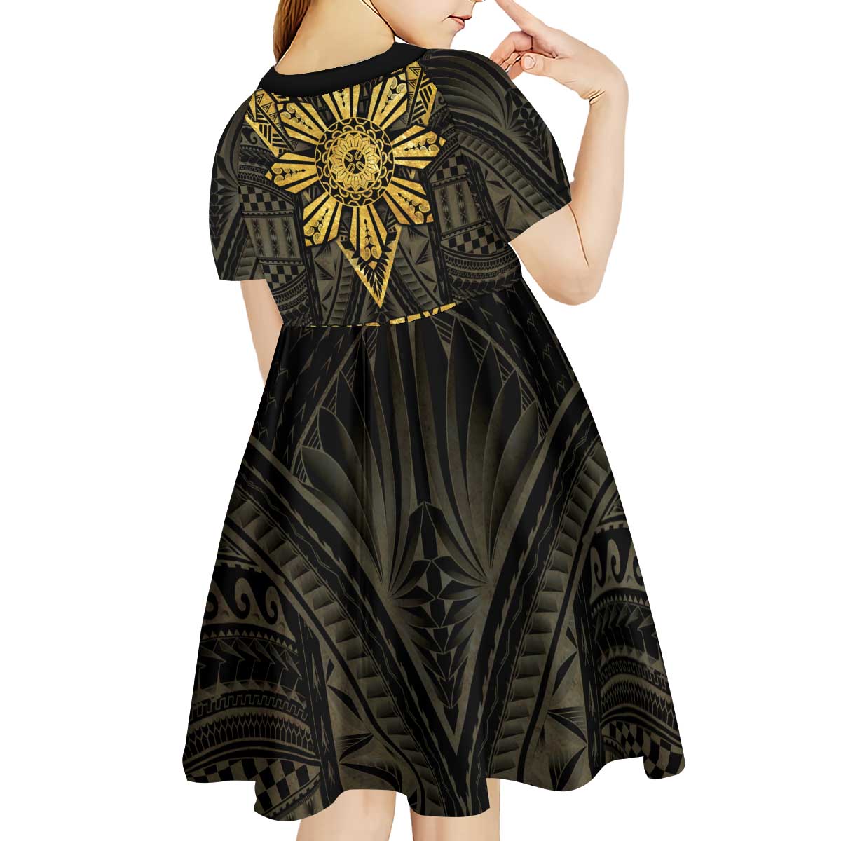 Personalised Philippines Independence Day Kid Short Sleeve Dress Filipinos Sun Star Tribal