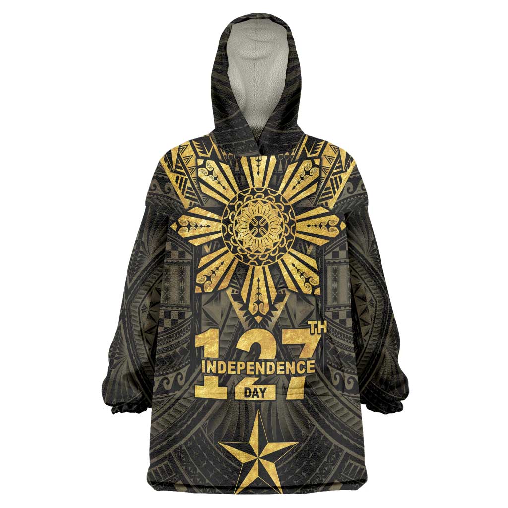 Personalised Philippines Independence Day Wearable Blanket Hoodie Filipinos Sun Star Tribal LT05 One Size Gold - Polynesian Pride