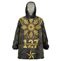Personalised Philippines Independence Day Wearable Blanket Hoodie Filipinos Sun Star Tribal LT05 One Size Gold - Polynesian Pride