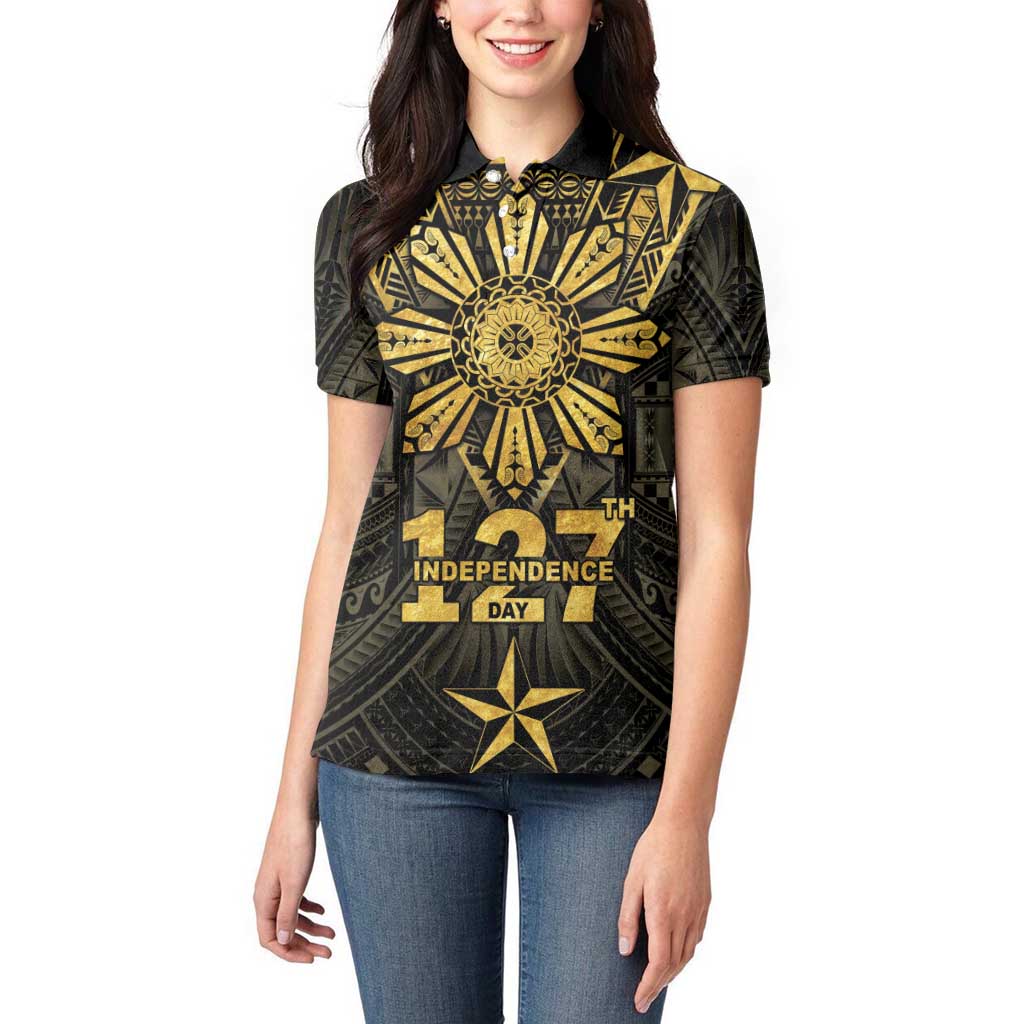 Personalised Philippines Independence Day Women Polo Shirt Filipinos Sun Star Tribal LT05 - Polynesian Pride