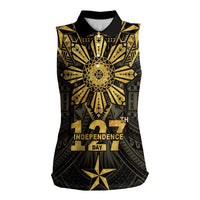 Personalised Philippines Independence Day Women Sleeveless Polo Shirt Filipinos Sun Star Tribal LT05 Female Gold - Polynesian Pride
