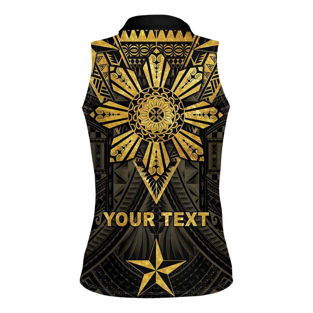 Personalised Philippines Independence Day Women Sleeveless Polo Shirt Filipinos Sun Star Tribal LT05 - Polynesian Pride