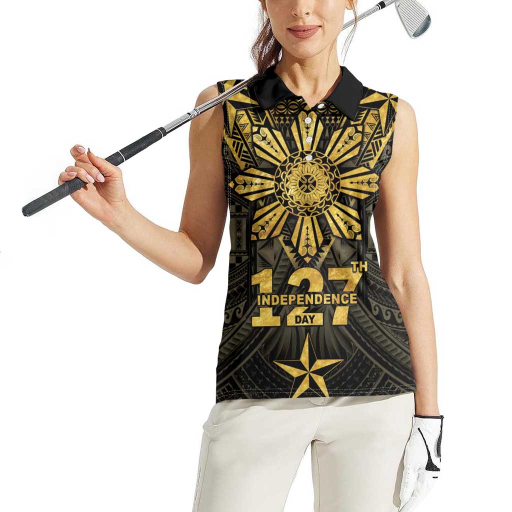 Personalised Philippines Independence Day Women Sleeveless Polo Shirt Filipinos Sun Star Tribal LT05 - Polynesian Pride