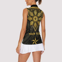 Personalised Philippines Independence Day Women Sleeveless Polo Shirt Filipinos Sun Star Tribal LT05 - Polynesian Pride